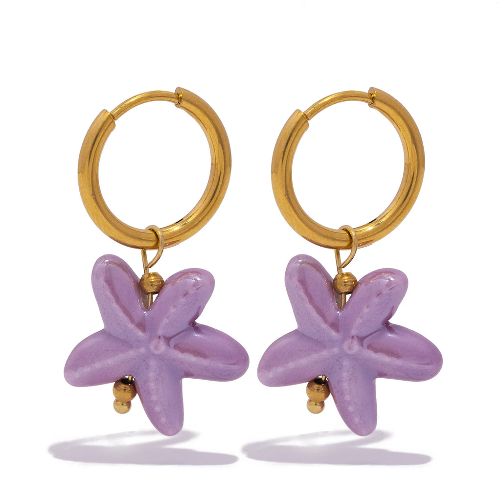 UHBINYCA Ceramic Dopamine Earrings for Women, Colorful Vibrant Pendant Youthful Hypoallergenic Stainless Steel Jewelry Gift Oasis Select PURPLE