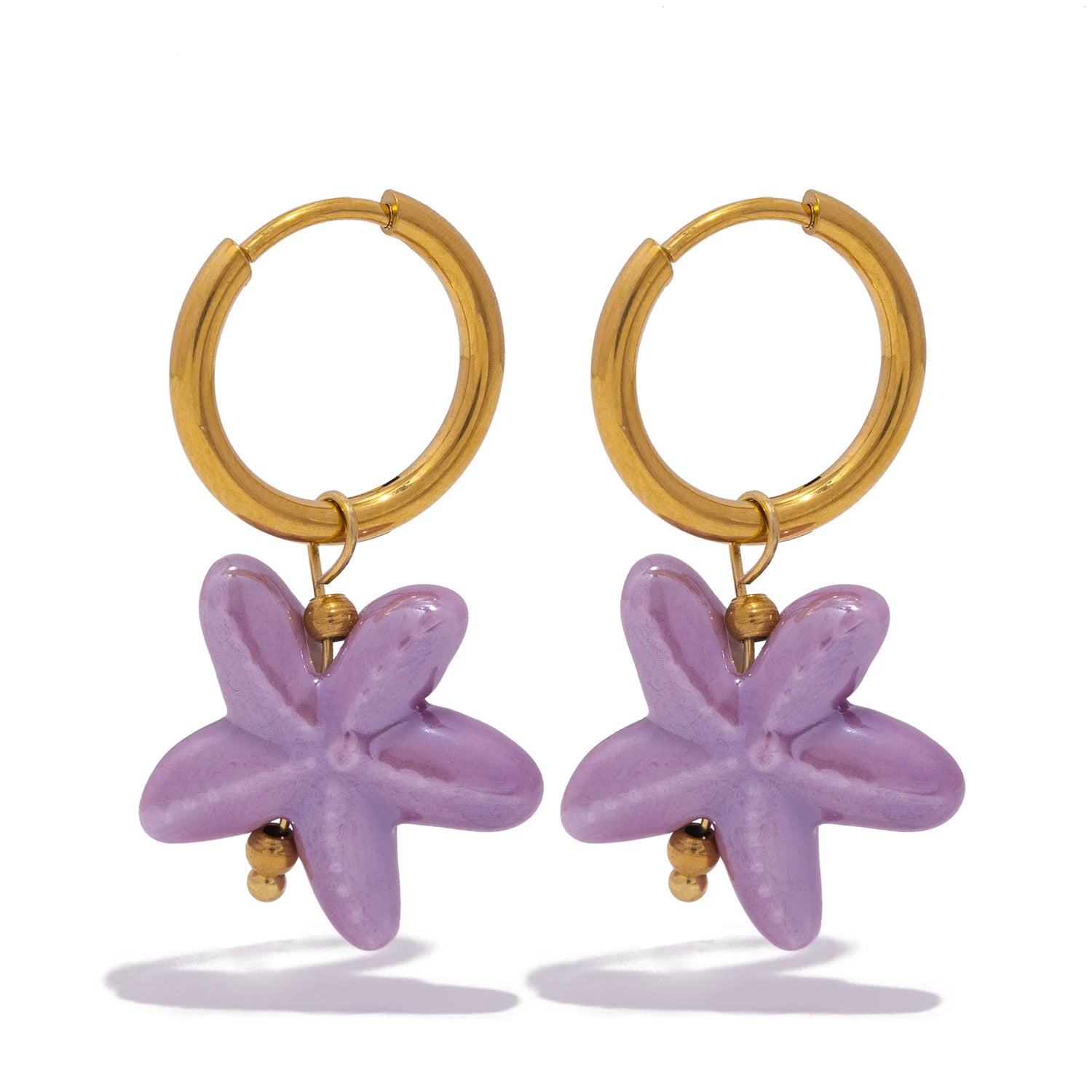 UHBINYCA Ceramic Dopamine Earrings for Women, Colorful Vibrant Pendant Youthful Hypoallergenic Stainless Steel Jewelry Gift Oasis Select PURPLE