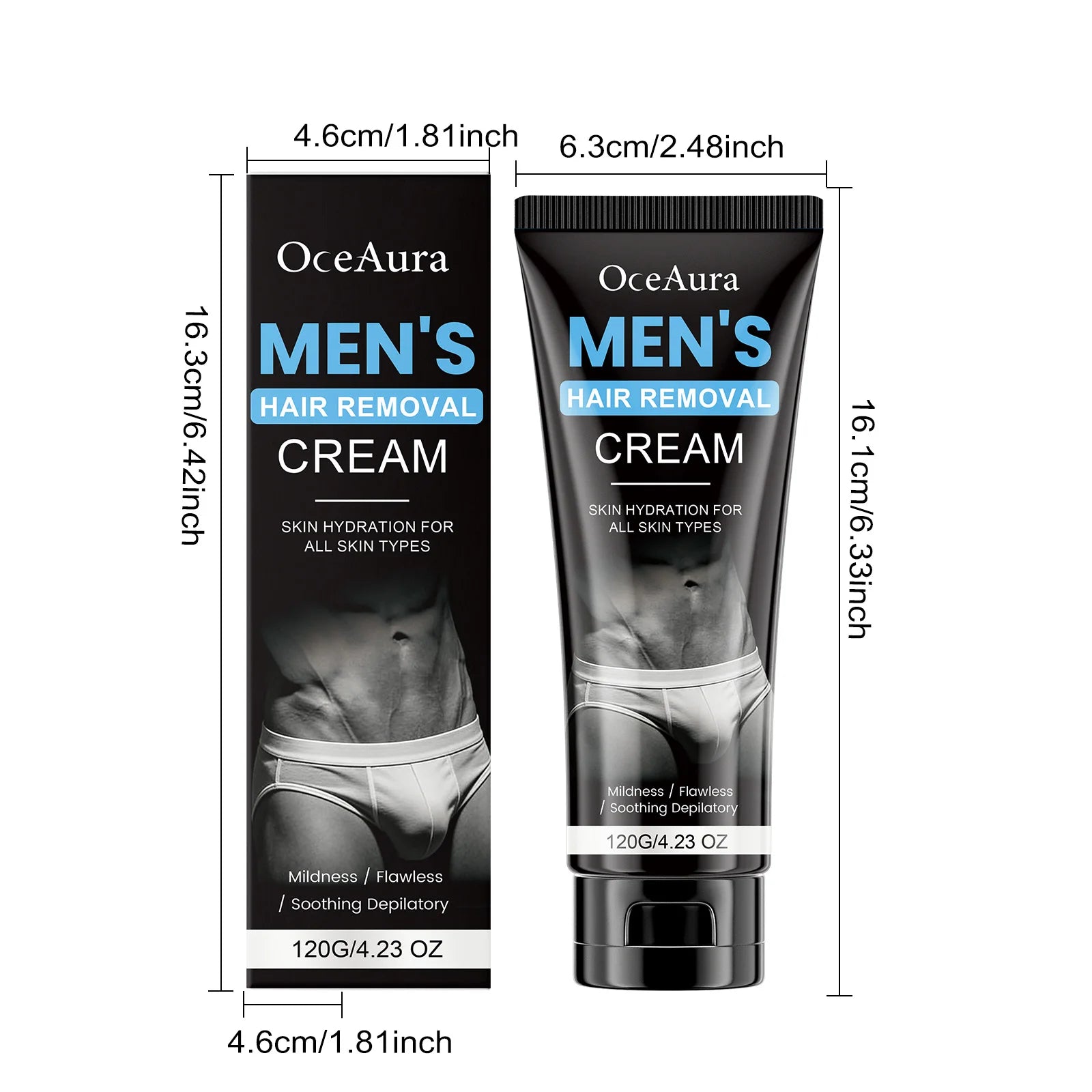 OceAura Men's Painless Hair Removal Cream – Body Depilatory Hair Removal Cream Oasis Select