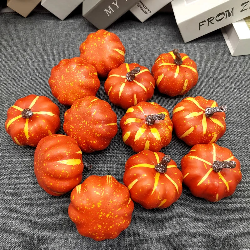 6/12pcs Simulated Pumpkin Decoration 6cm Vegetable Model Yellow / White Halloween Family Party Atmosphere DIY Decorations Oasis Select