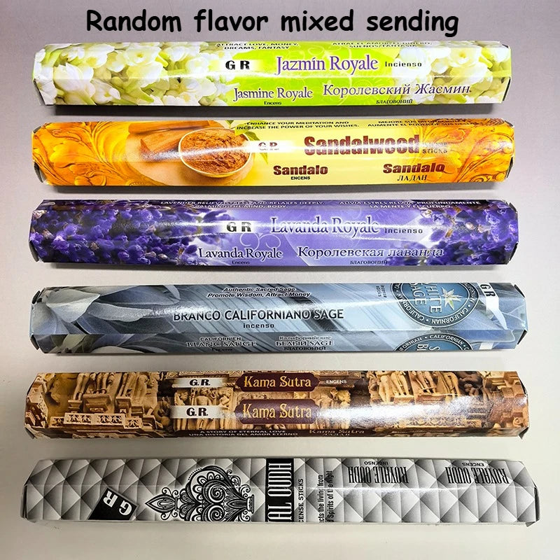 6 Boxes High-end Natural Palo Santo Incense Sticks，23cm Business Sandalo Dragons Blood White Sage Scents for Home Spa Meditation Oasis Select Random flavor mixed