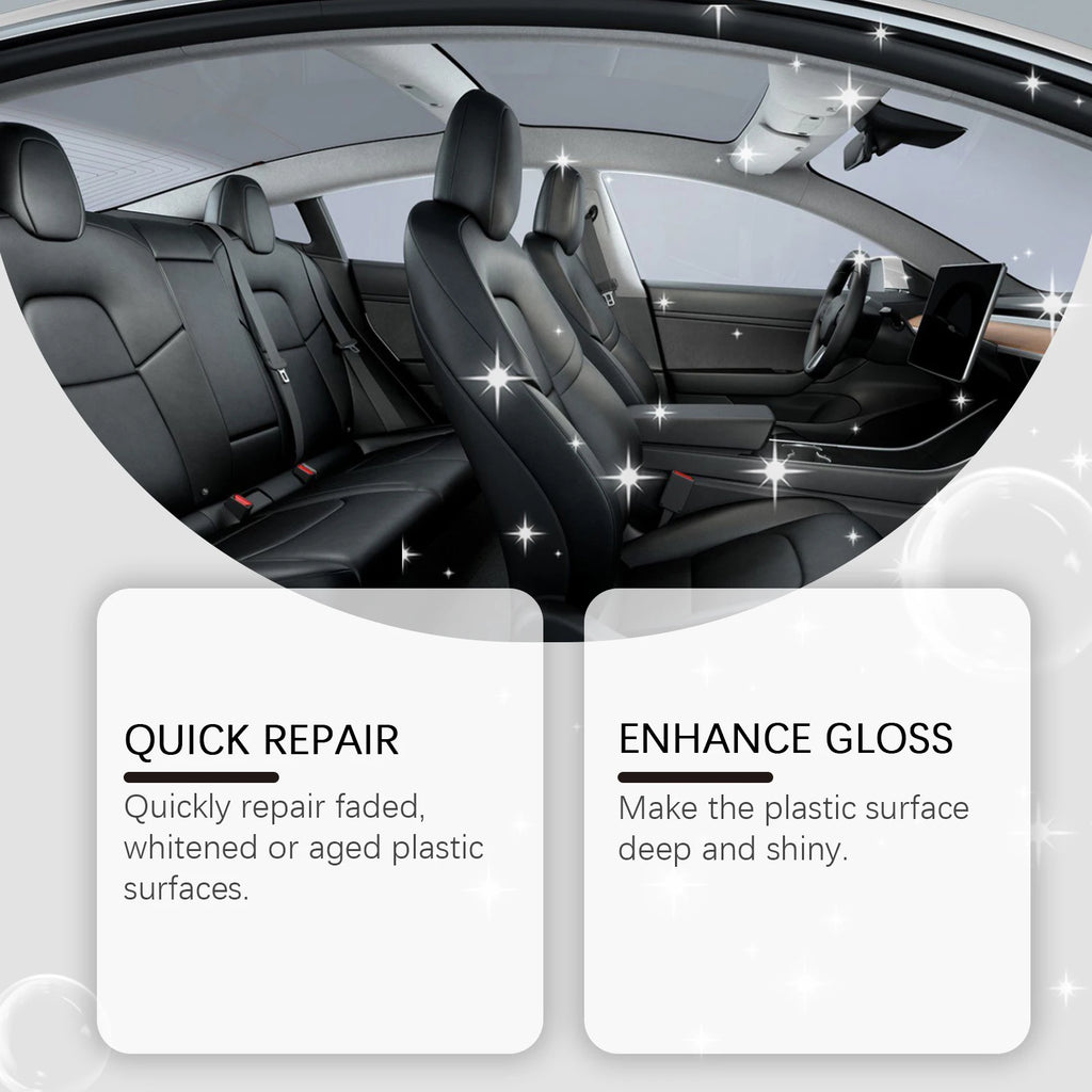 Car Plastic Renovate Wax with Sponge Car Plastic & Rubber Restorer Black Trim Revitalizer for Interior/Exterior, UV Protection Oasis Select