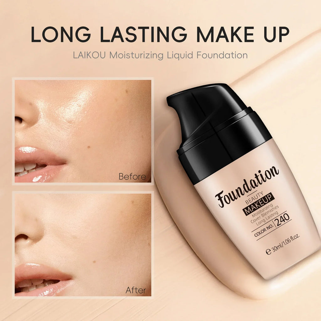 LAIKOU Liquid Foundation Moisturizing Long Lasting Full Coverage Concealer Waterproof Face Makeup 30ml Oasis Select