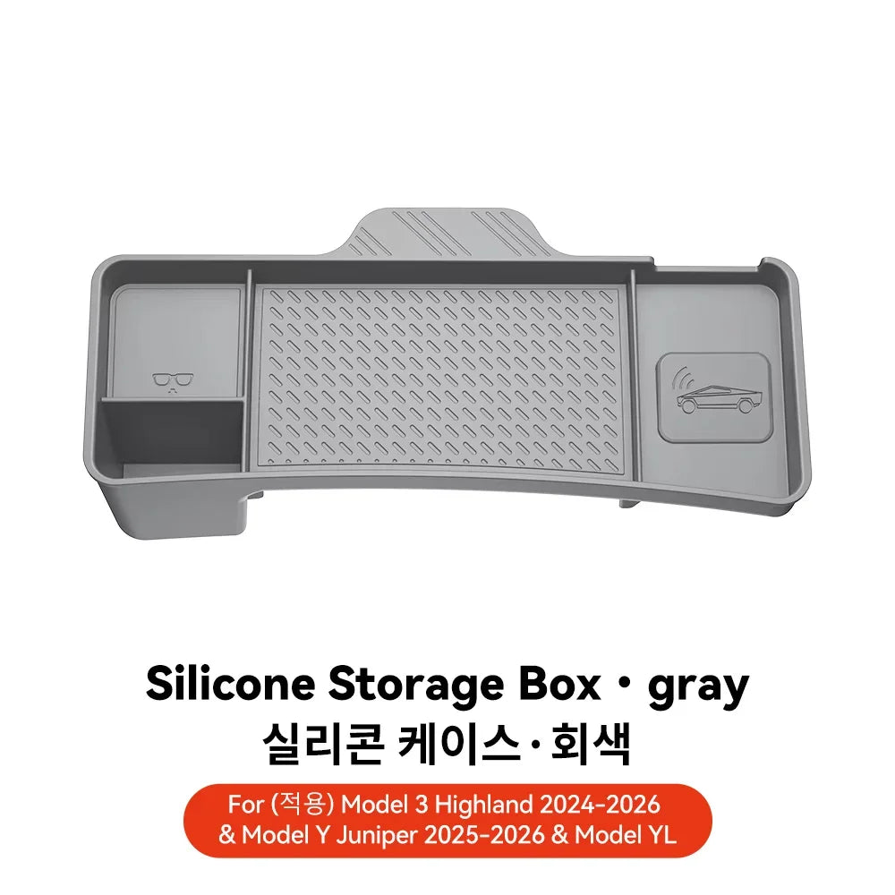 For Tesla Model Y Juniper Model 3 Center Console Organizer Dashboard Behind Screen Storage Box Sunglasses Holder Car Accessories Oasis Select GRAY