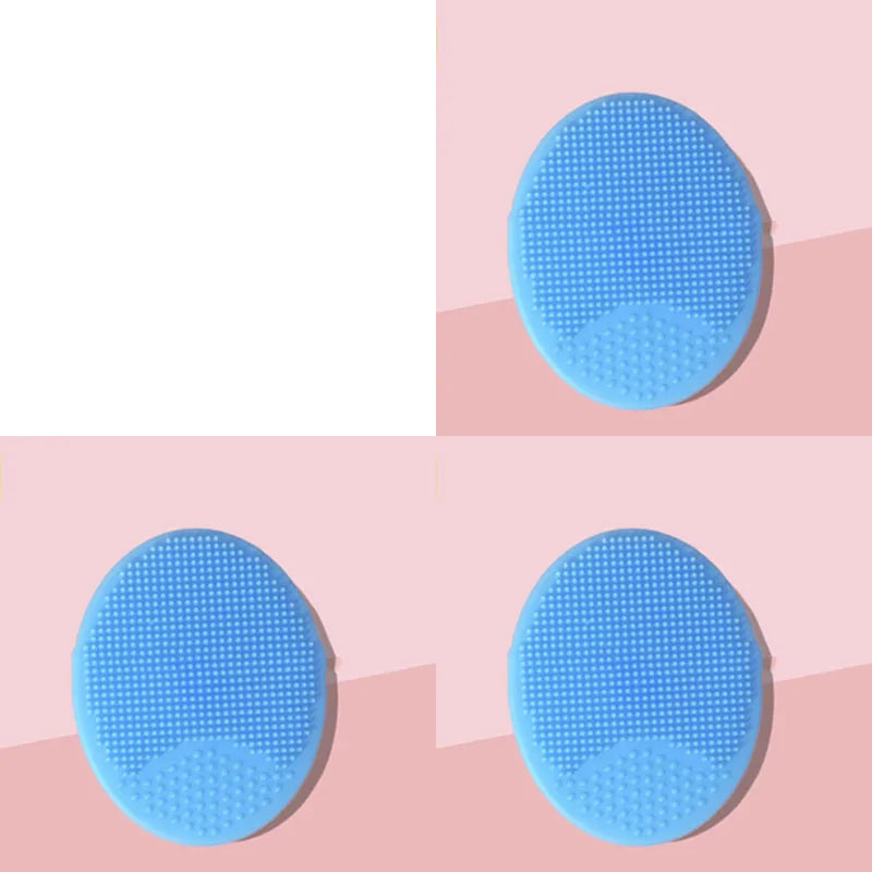 1/2/3/4pcs Silicone Face Wash Brush Clean Pores Baby Shampoo Brush Baby Bath Brush Soft Hair Round Shampoo Comb Home Use Oasis Select 3pcs blue