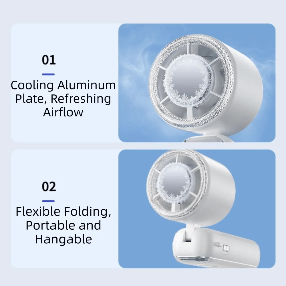 USB Rechargeable Mini Handheld Fan Ultra-Quiet Semiconductor Cooling Small Electric Fan Digital Display Powerful Wind Oasis Select