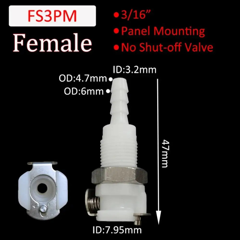 1Pc Disconnect Fitting Coupling Hose Joint Tube Connector Male Female Hose Barb Valved S-series 3/16 1/4 Quick Coupler Oasis Select FS3PM