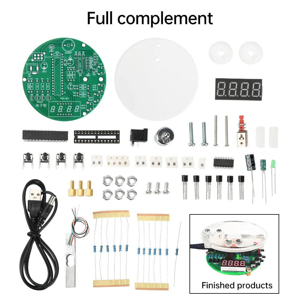 5V Electronic Scale DIY Kit 1KG Weighing Capacity 51 Microcontroller Solder Practice Kit HX711 Chip with Digital Tube Display Oasis Select Type C