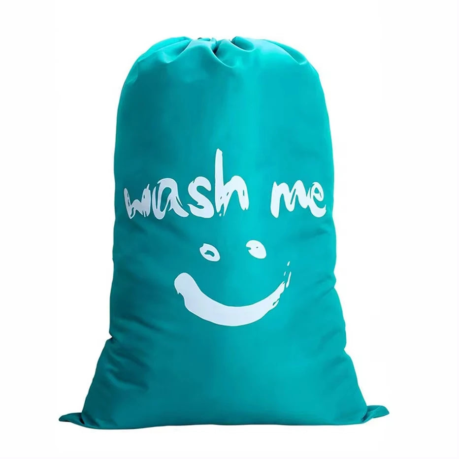 Smile Shape Nylon Laundry Bag Wash Me Travel Storage Pouch Machine Washable Dirty Clothes Organizer Wash Drawstring Bag Oasis Select