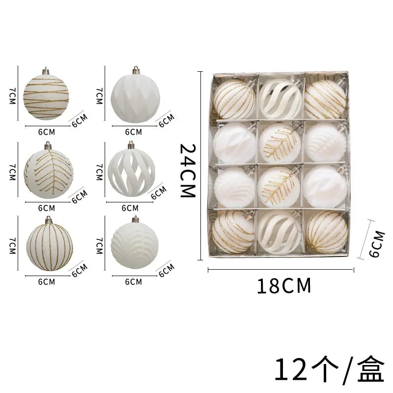 12-Pack Velvet Christmas Ball Ornaments 6cm – Red, Green & White