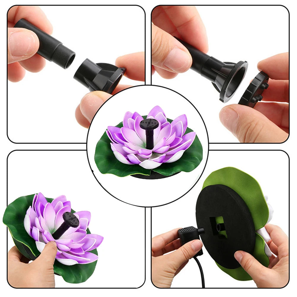 Lotus Solar Floating Fountain for Bird Bath, Pond & Garden Solar Garden Fountain Oasis Select