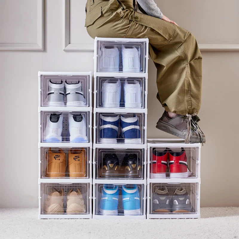 Installation-free thickened shoe box transparent shoe storage box shoe rack plastic foldable multi-functional shoe cabinet Oasis Select