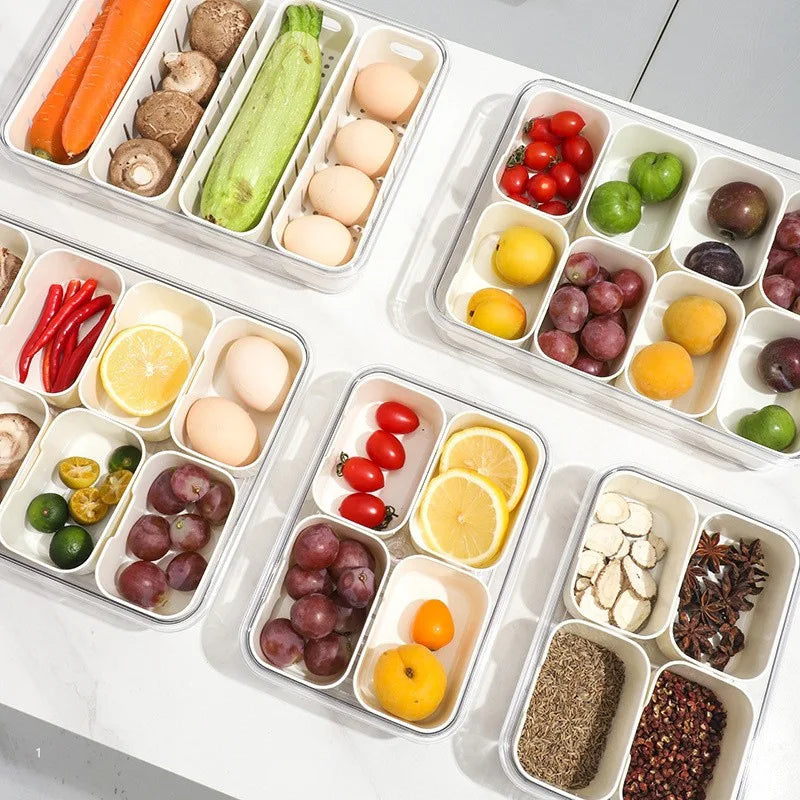 8/4-Compartment Bento Box with Lid, Food Grade PP Leakproof Portable Snack Tray, 4-Sided Snap Lock Sealing Storage Organizer Oasis Select