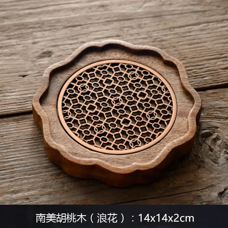 Traditional Walnut Tea Tray Teapot Teacup Solid Wood Tray Mat Office Coffee Cup Trays Home Tea Ceremony Accessories Oasis Select A 14X14X2CM