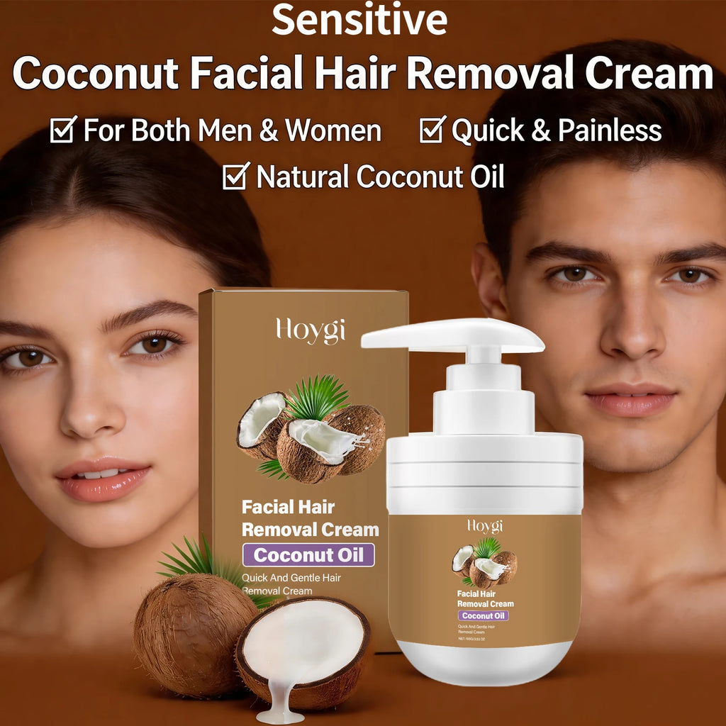 Coconut Hair Removal Cream for Women and Men Lip and Chin Hair Mild Non Irritating Painless Hair Remover Growth Inhibitor 100g Oasis Select