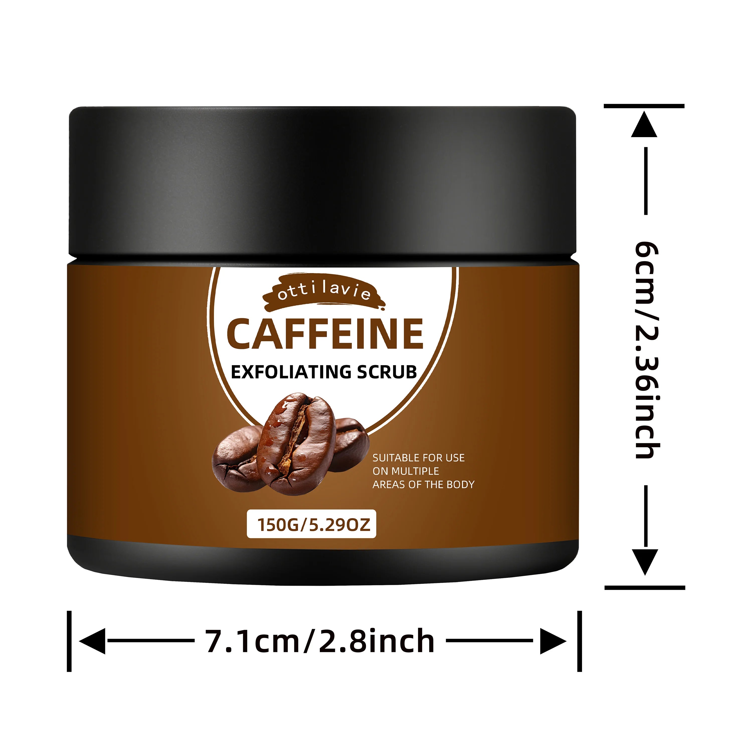 Ottilavie Caffeine Exfoliating Scrub, Gentle Exfoliating Deep Cleansing For Hands, Feet & Body, Daily Skincare Routine Oasis Select 150g