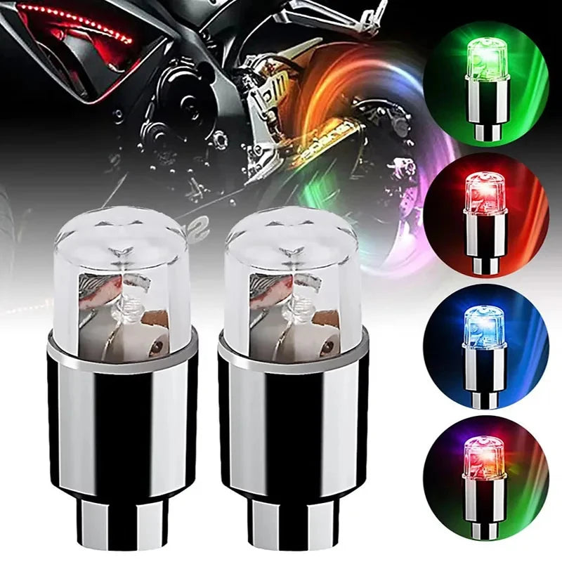 2/4/6/8Pcs Car Light Bicycle LED Tire Lights Universal Car Neon Lamp Valve Cover Lights Tire Colorful Flashing Bulb Decoration Oasis Select