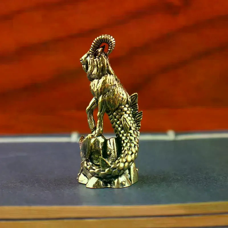 Capricorn Brass Statue Goat Body Fish Tail Zodiac Sign Figurine For Home Office Decor Luck Ornament Oasis Select