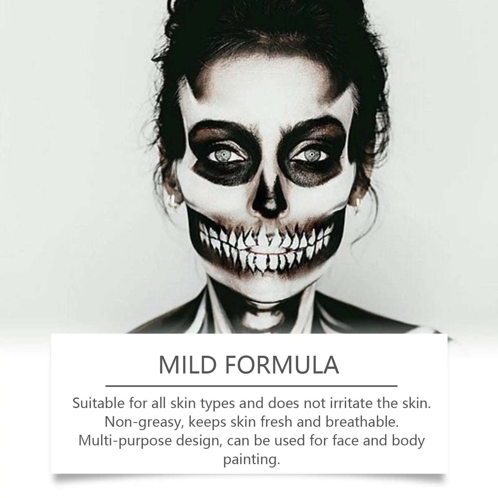 Halloween Black White Face Body Paint Kit Full Coverage Lighweight Foundation Clown Joker Makeup Festive Makeup Accessories Set Oasis Select