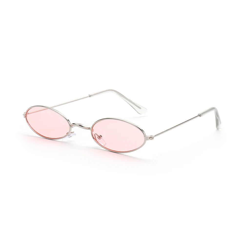 Retro Men and Women Accessories Eyeglasses Sun Glasses Vintage Shades Oval Sunglasses Oasis Select Silver - Pink