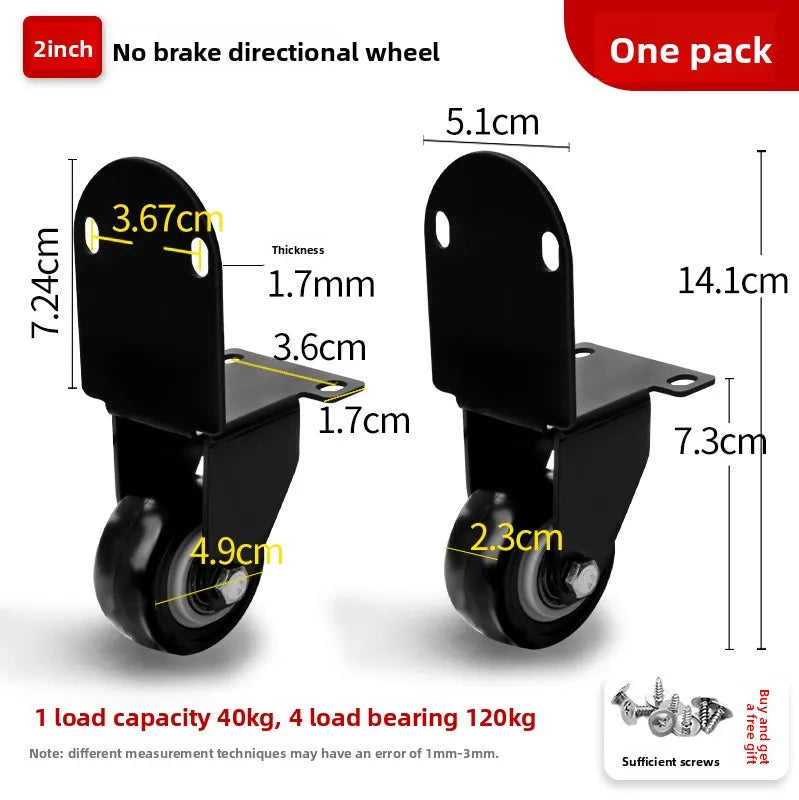 1Pcs Side-Mounted Casters, Silent Rubber Wheels, Drawer Caster, for Furniture, Kitchen Cabinet, Table, Loading Capacity 20KG Oasis Select E with screws
