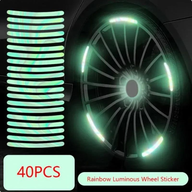 Car Wheel Hub Reflective Sticker Tire Rim Reflective Strips Luminous for Night Driving Car Bike Motorcycle Wheel Sticker Oasis Select 40Pcs Colorful
