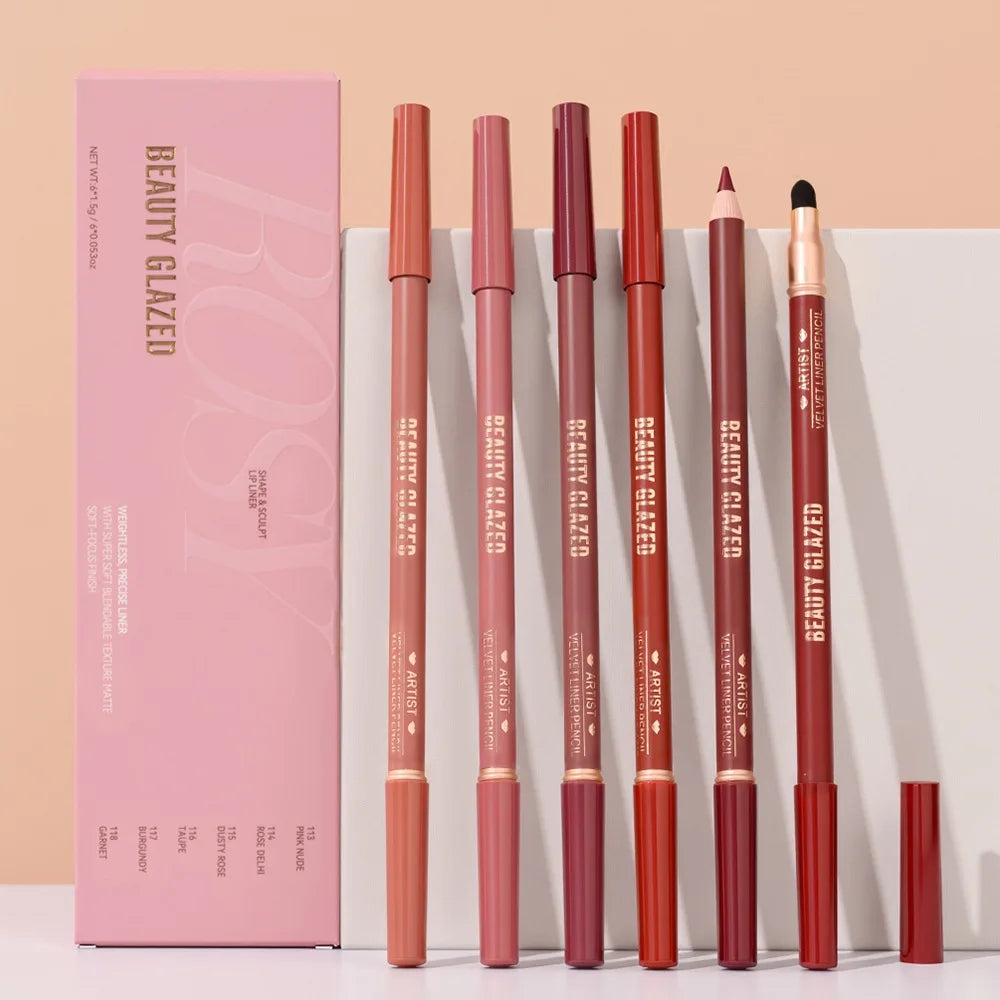 6-Piece Matte Dual-Ended Lip Liner Set – Long-Lasting, All Tones Lip Liner Set Oasis Select