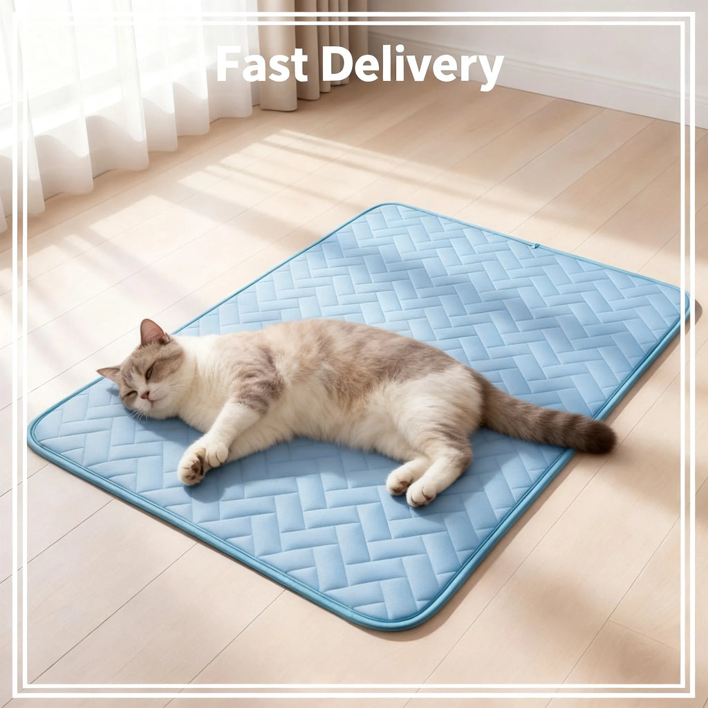 Dog Cooling Mat – Ice Silk Pet Bed for Cats & Dogs S–XXL