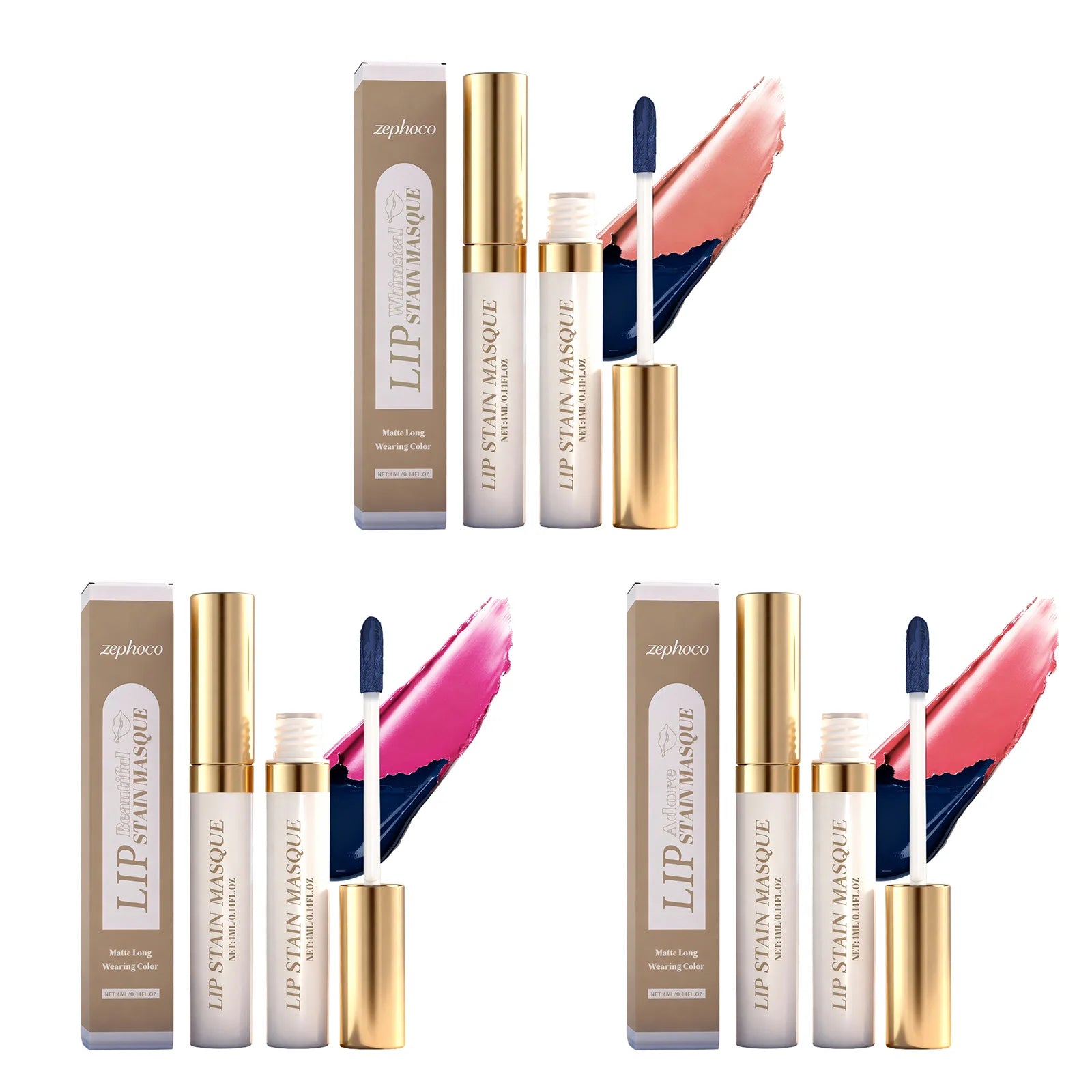 Silky Smooth Matte Peel Off Lip Gloss Moisturizing Plumping Natural Color Long Wear Volumizing Full Pout Lipstick Oasis Select 3-in-1