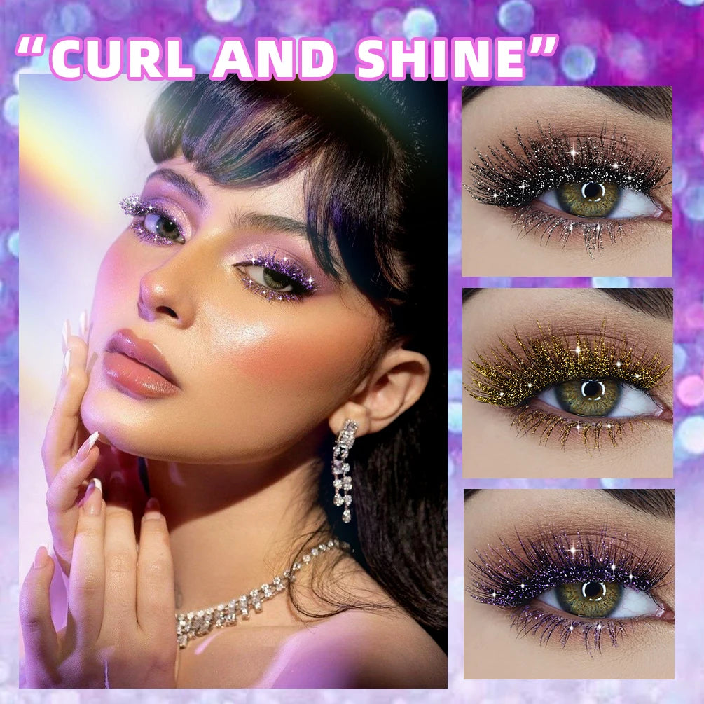 QiBest Glitter Mascara Silver Gold Purple – Waterproof 3 Colors