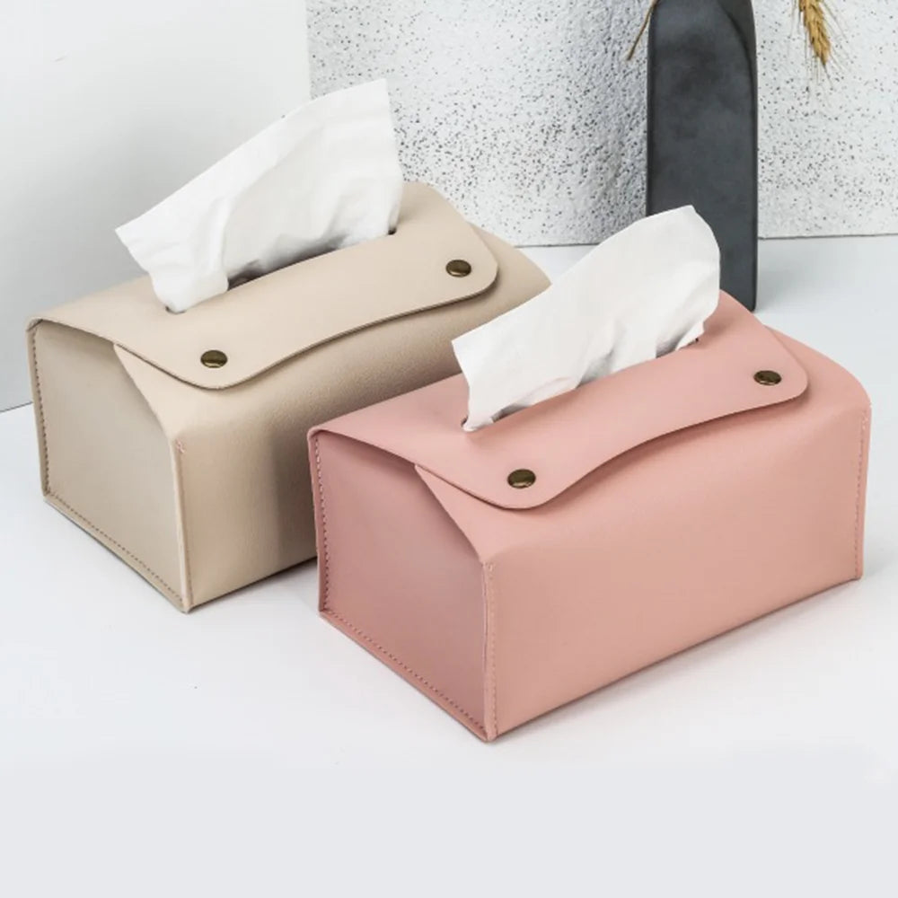 PU Leather Napkin Holder Tissue Bag Foldable Paper Organizers Box Oasis Select