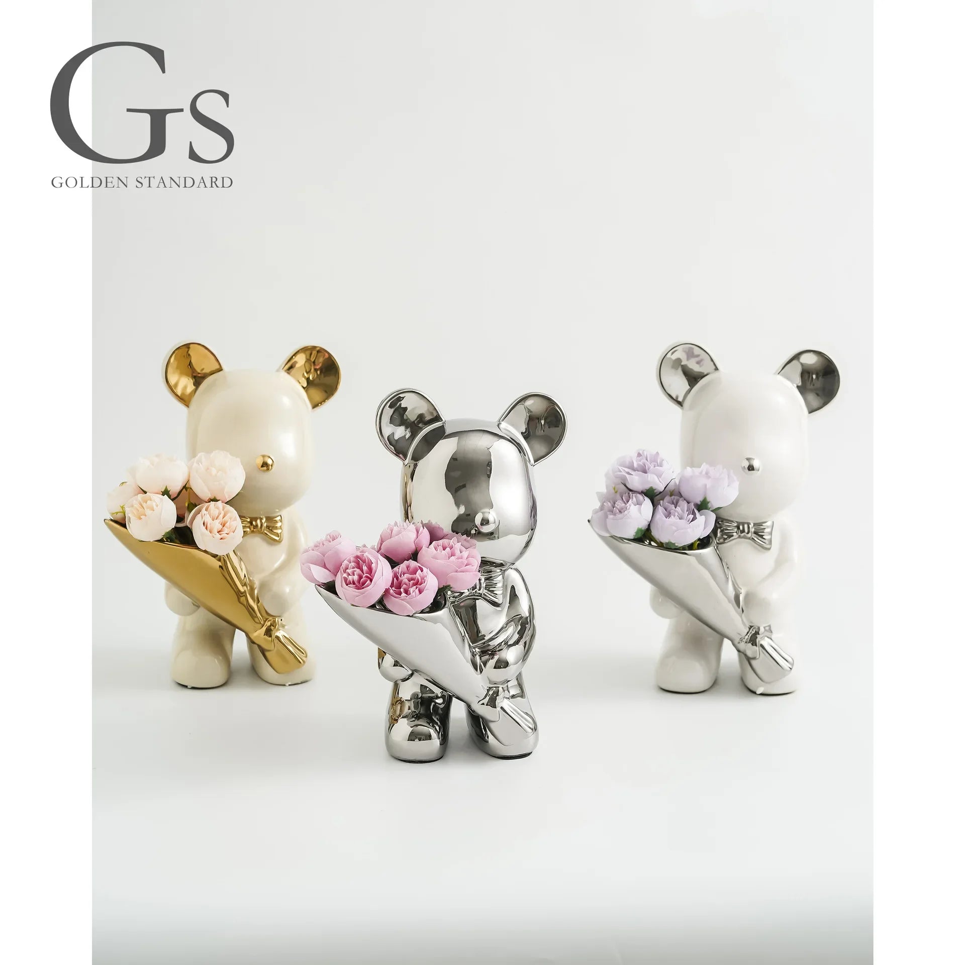 Ceramic Violent Bear Ornament Living Room Simulation Flower Bouquet Bear Tide Play Arts and Crafts Home Starter TV Cabinet Oasis Select