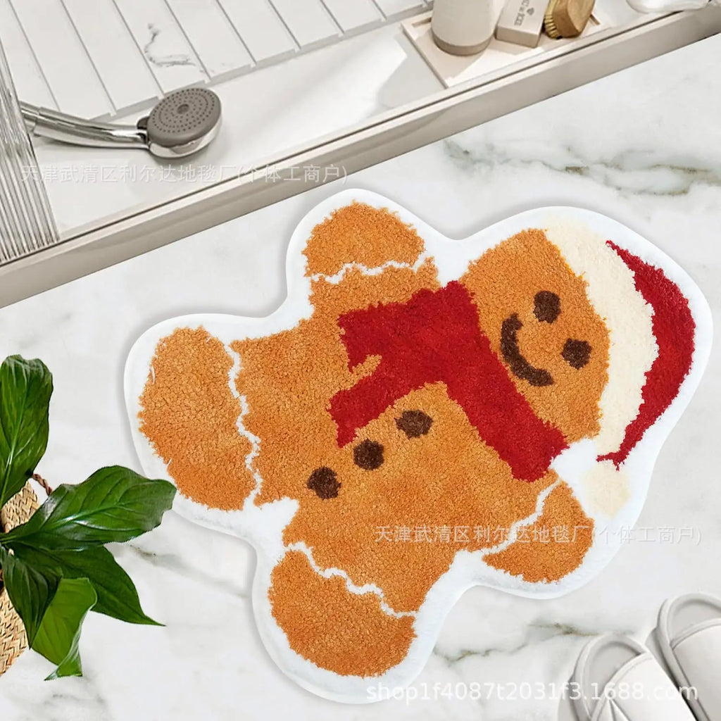 Nordic Irregular-shaped Christmas Series Faux Cashmere Floor MATS Home Decorative Bathroom Absorbent MATS Oasis Select Cute man 40 60cm