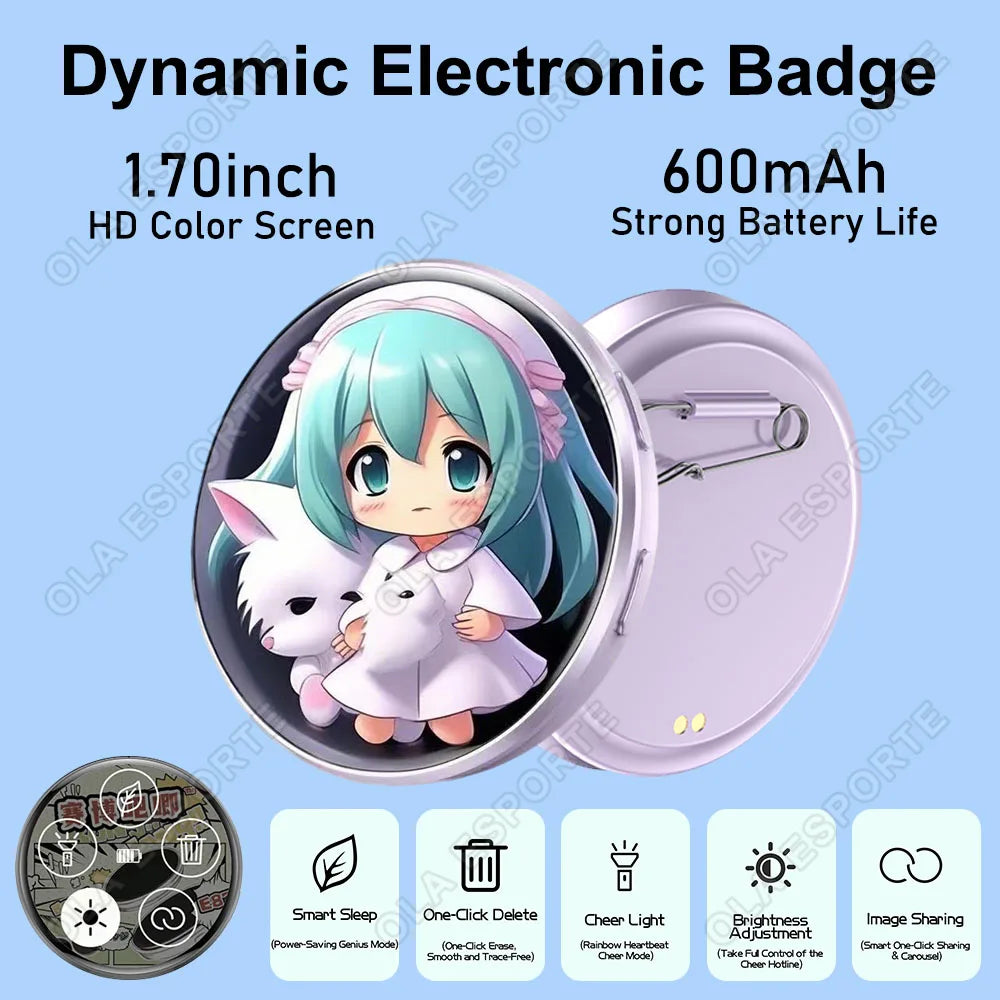 HD Smart E-Badge | GIF, Photo & Video Display | Otaku Gift