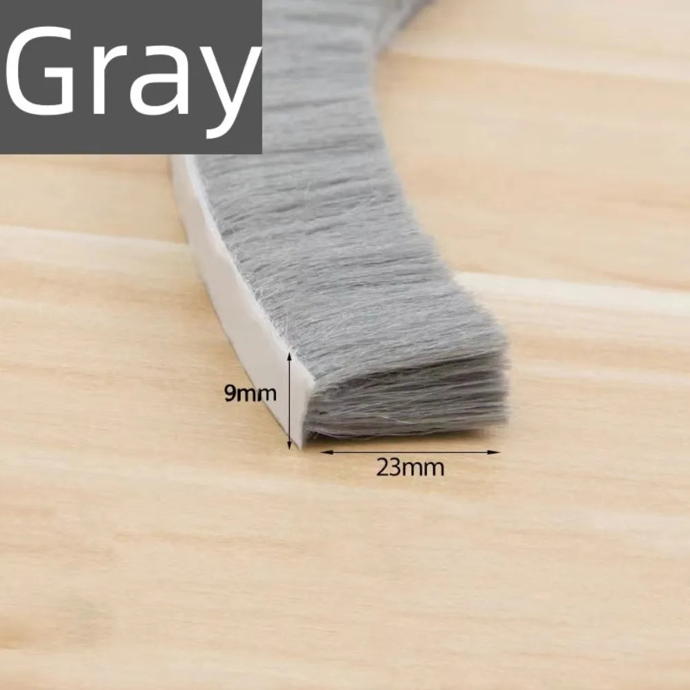 New 10Meters Sealing Strip Self-adhesive White Grey Wind-proof Brush Strip Sound Insulation Dust Strip Soundproof Dustproof Oasis Select Gray 9x23mm