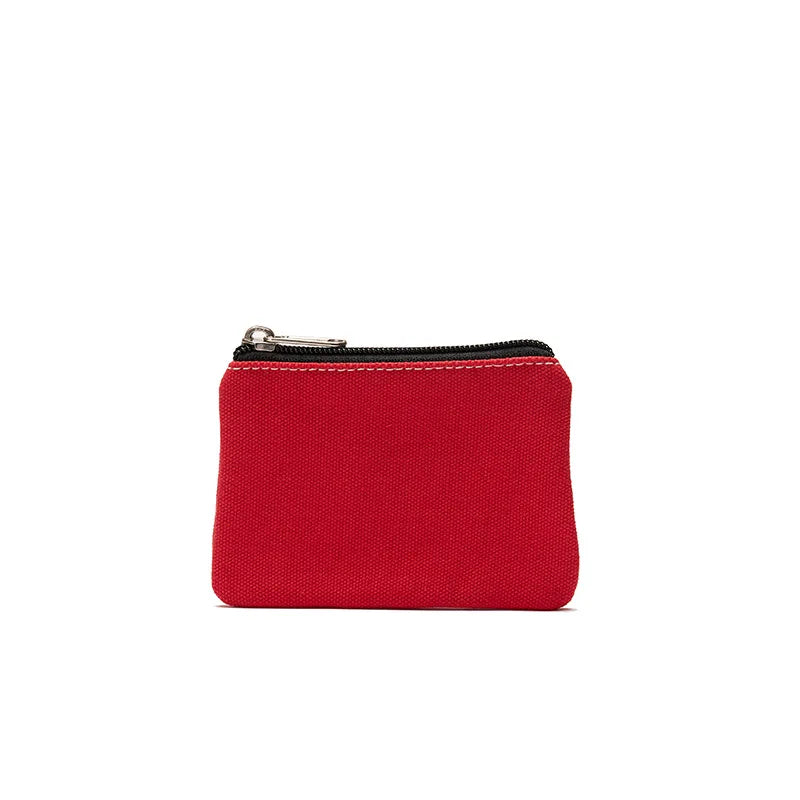 DIY Plain Canvas Cotton Bag Pure Zipper Coin Key Bag Money Pocket Women Men Hand-held Coin Purse Small Wallet Kid Oasis Select red