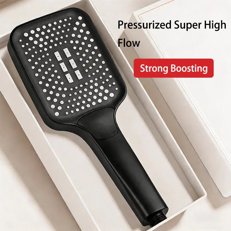 Square High-Pressure Handheld Shower Head – 3 Spray Modes