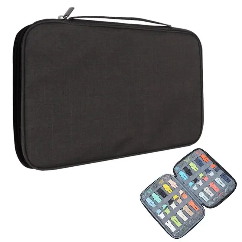 For apple watch watchband storage box Travel pouch strap boxes Multifunction Watch Strap organizer box watchband storage case Oasis Select BlackSingleLayer