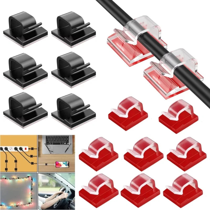 10/20/30/40/50pcs Cable Clips Self-Adhesive Cord Management Wire Holder Organizer Clamp Self-Adhesive Light Clips Car Wire Clip Oasis Select