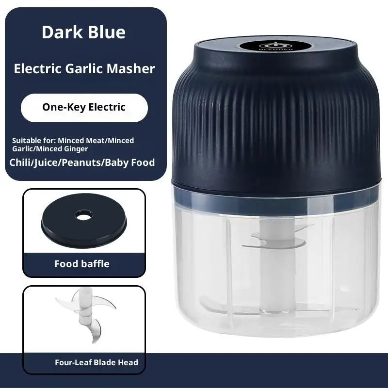 Portable Electric Garlic Masher Mini Food Processor Vegetable Chopper Meat Grinder for Kitchen Use Oasis Select Blue 4Blade