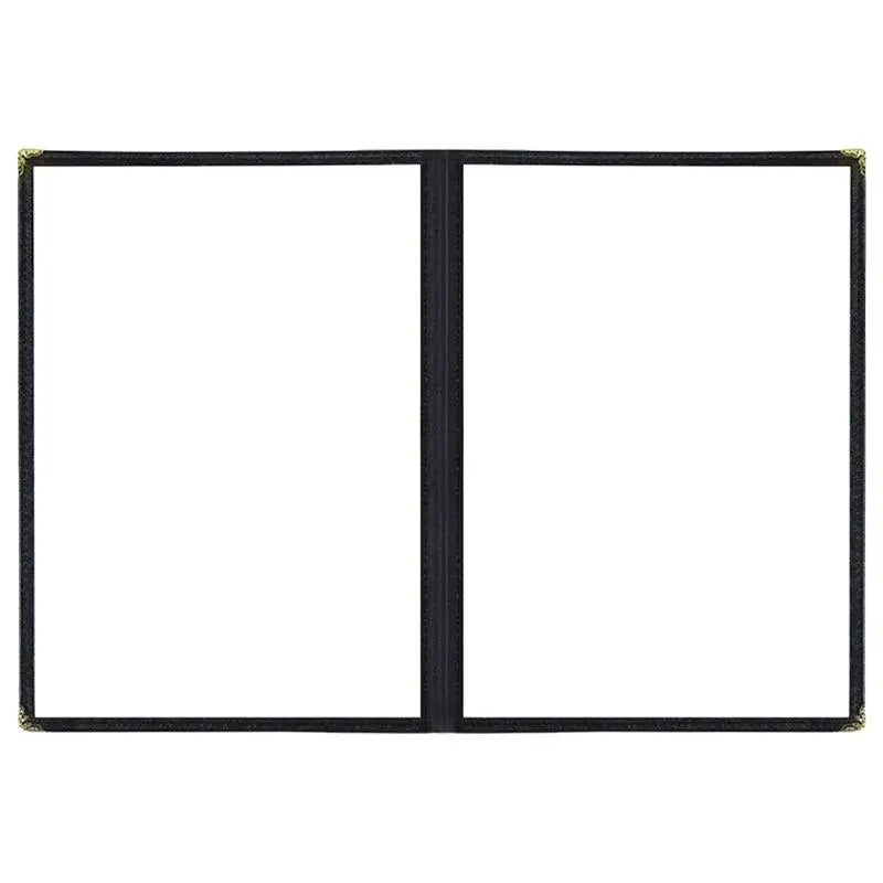 Foldable A4 PVC Menu Cover Transparent Double Panels Reusable Holder for Family Gathering Dinner Party Oasis Select Black 2 Pages