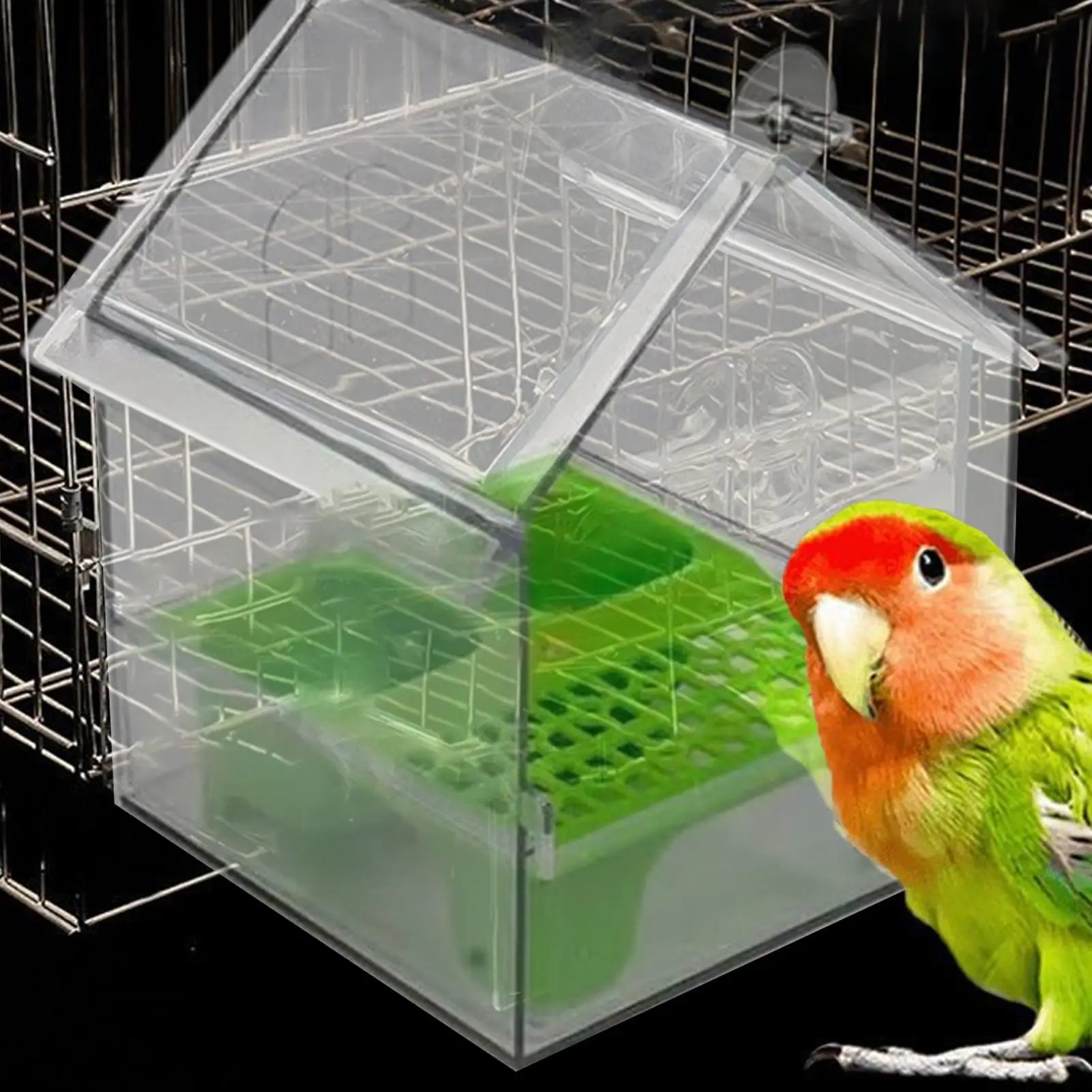 Bird Feeder House Parrot Feeder Water and Food Dispenser Bathing Tub for Pet Lover Hummingbird Finch Watching in Garden Balcony Oasis Select