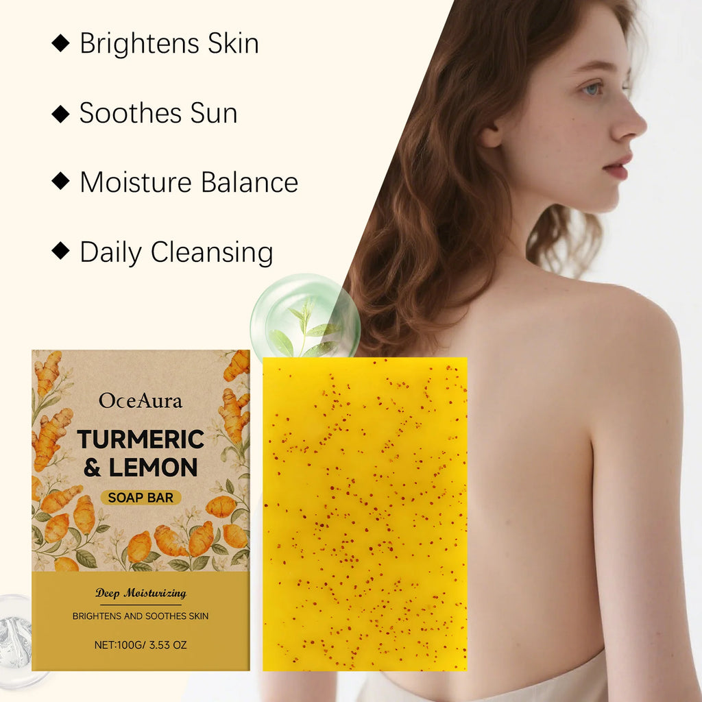 Repair Damaged Skin Turmeric Lemon Cleansing Soap Cleanses Skin Brightens Skin Tone Refreshing Moisturizing Fragrant Scent Oasis Select