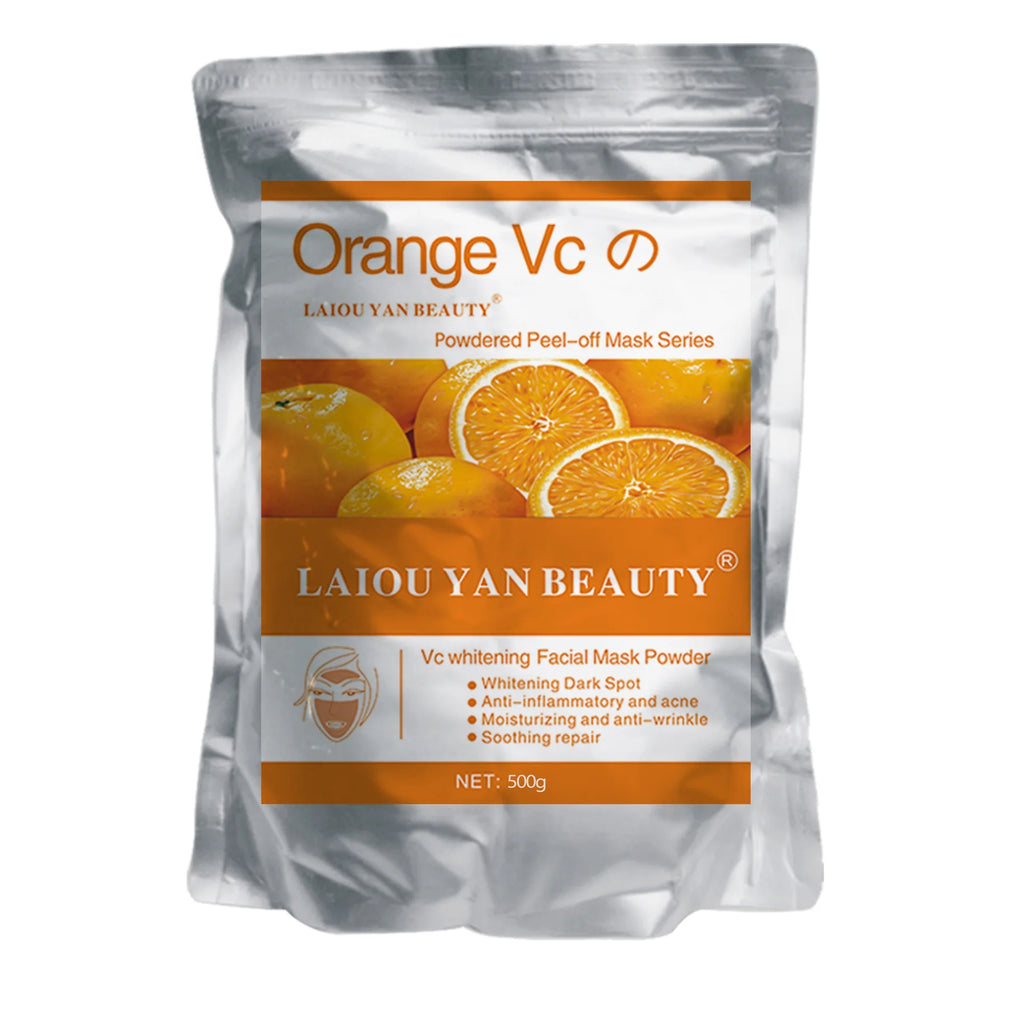 500g Pearl Whitening and Moisturizing Facial Mask Powder Green Tea Olives Lemon Natural Soft Jelly Powder Anti-wrinkle Skin Care Oasis Select Orange Vc