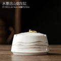 Sheep Fat Jade Ashtray Simple Article with Cover Fly Ash White Porcelain Ashtray Decoration for Household Living Room Ashtray Oasis Select A