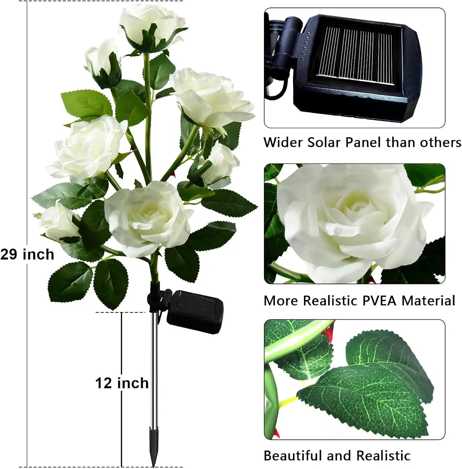 LED Gardenia, Rose, Lily Solar Outdoor Artificial Lantern, Garden Decoration, Lawn Lantern, Grass Atmosphere Light Oasis Select 7 White Roses