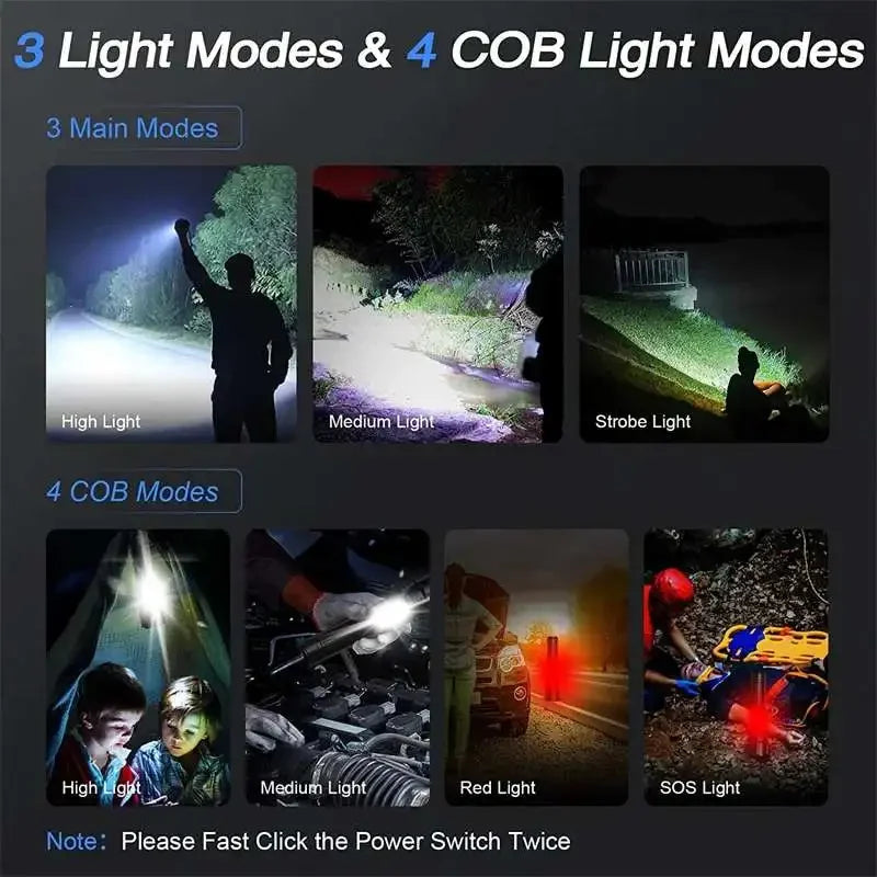 Super XHP130 Powerful Led Flashlights Work 12H High Power Torch Light Rechargeable Tactical Flashlight 18650 Usb Camping Lamp Oasis Select