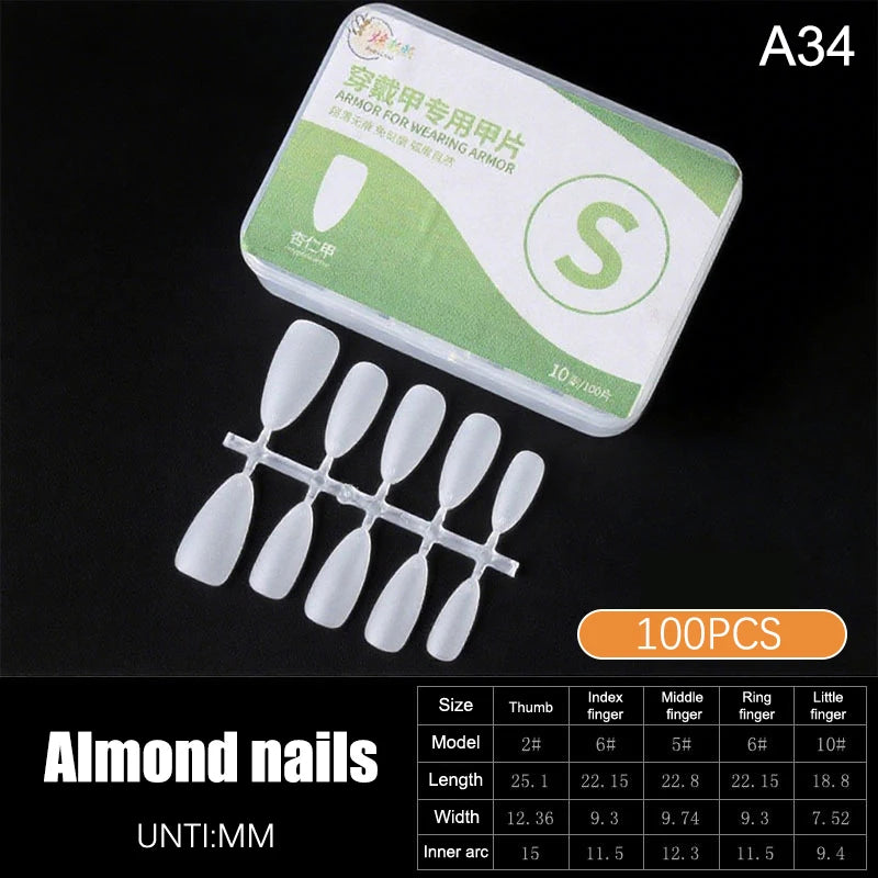 100pcs Clear Press-On Nail Tips – Full Cover Ultra-Thin False Nails