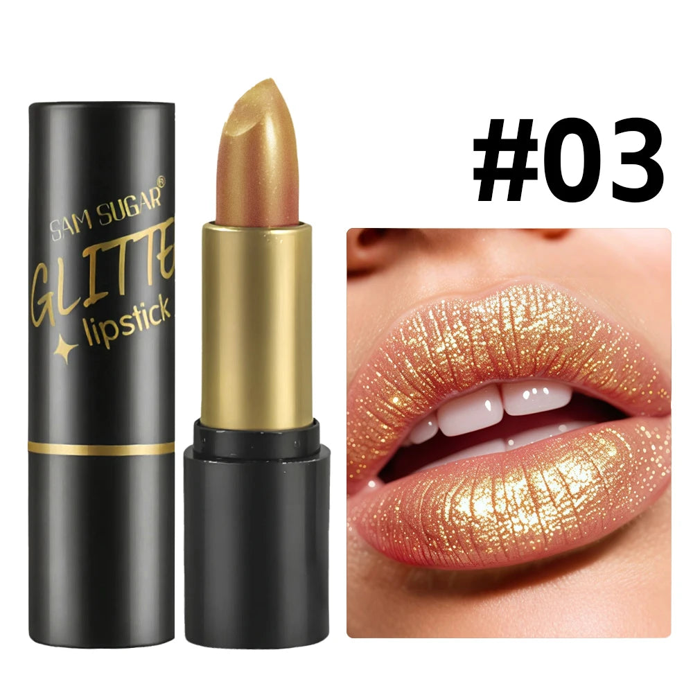 SAM SUGAR Pearlescent Shimmer Lipstick – Waterproof & Moisturizing