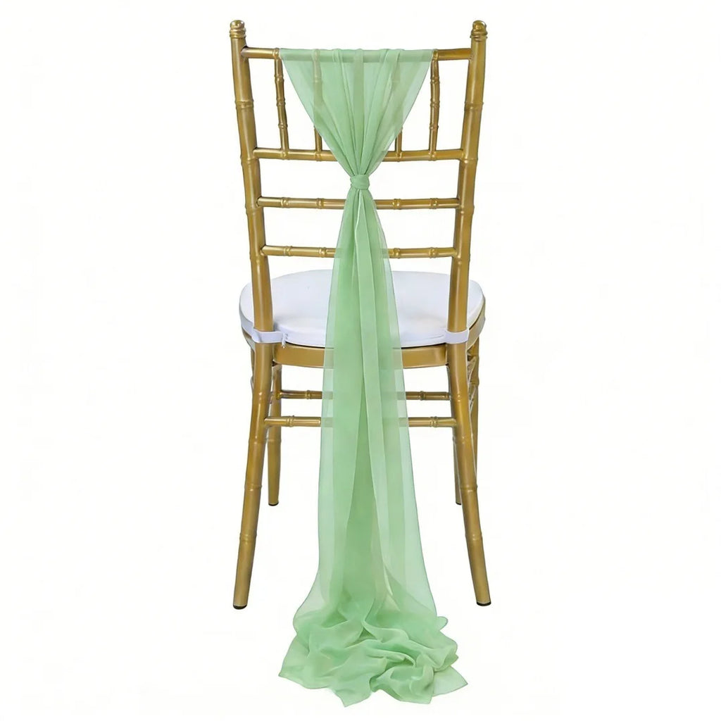 Wedding Chair Sash Beauty Tulle Polyester Streamer Hotel Banquet Decoration Chair Cover Tie Ribbon Bow Oasis Select Sage Green